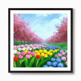 a flower garden in spring 15 Art Print