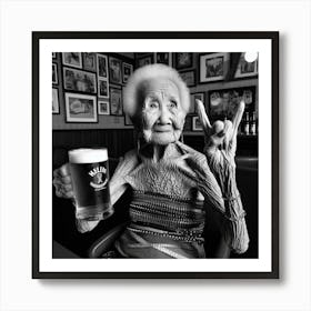 Woman Holding A Beer Art Print