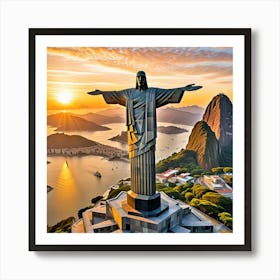 Christ The Redeemer Sunrise Art Print