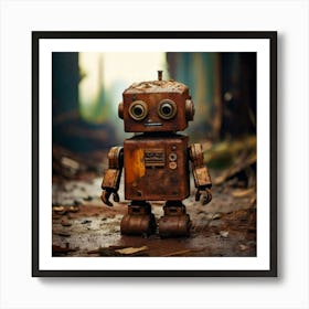 Firefly Abandoned, Toy Robot, Rusty, Post Apocalyptic, Dusty, Wasteland, Heavily Rusted, Cracked Pai (2) Art Print