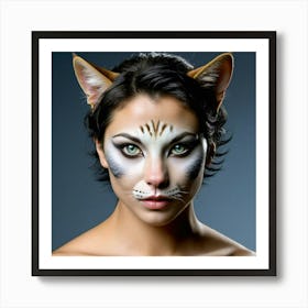 Human Cat Face Hybrid Feline Anthropomorphic Humanoid Transformation Fantasy Fiction Creat (1) Art Print