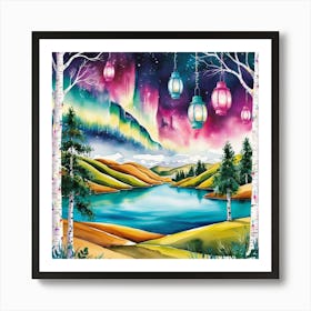 Aurora Lanterns Art Print