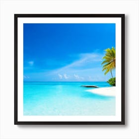 Tropical Beach With Palm Trees(wall art) Art Print