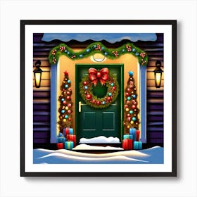 Christmas Decoration On Home Door (41) Art Print