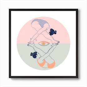 Mirror Yoga Girl Square Art Print