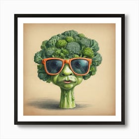 Broccoli In Sunglasses Art Print