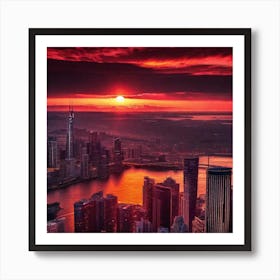 Sunset Over New York City Art Print