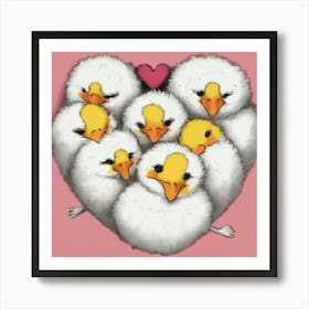 Chicks In A Heart Art Print