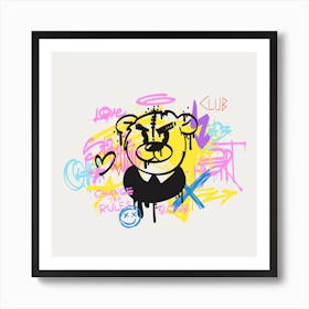 Graffiti Bear Retro Wall Art Art Print