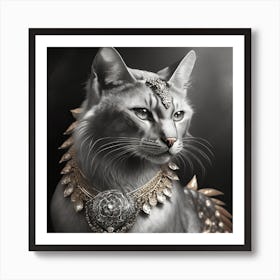 Firefly A Beautiful, Cool, Handsome Silver And Cream Majestic Masculine Main Cat Blended With A Japa (10) Art Print