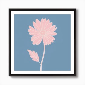 A White And Pink Flower In Minimalist Style Square Composition 38 Art Print