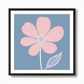 A White And Pink Flower In Minimalist Style Square Composition 576 Art Print