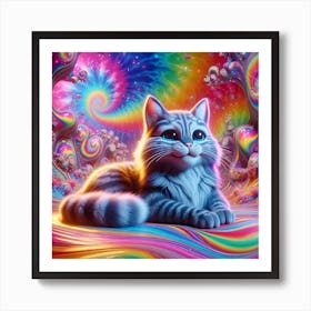 Psychedelic Cat Art Print