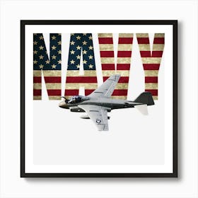 Grumman A 6 Intruder Us Navy Plane American Flag Art Print