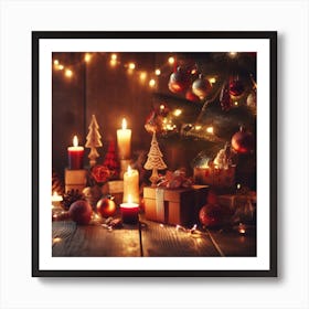 Christmas Tree With Candles 2 Art Print