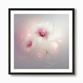 Orchid Flowers On A Gray Background Art Print