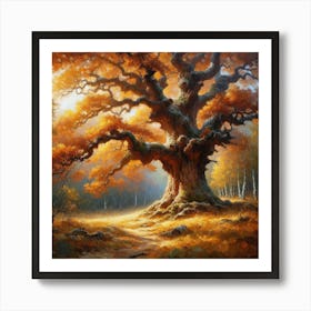 Oak Tree In Autumn Art Print