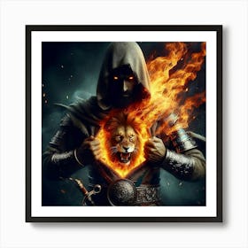 knight with lion heart Art Print