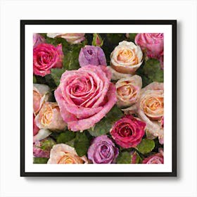 A Rose Bouquet Containing Roses Of Attractive Colors (1) Art Print