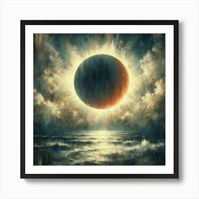 Eclipse Over The Ocean Art Print