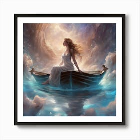 Mermaid In A Boat Art Print