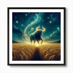 Bull In The Wheat Field 12 Art Print