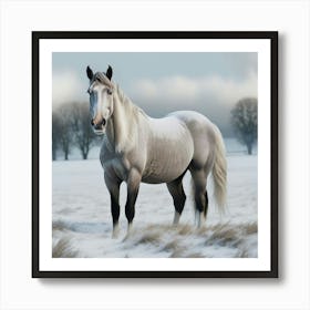 White Horse In The Snow 6 Art Print