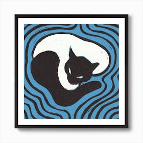 Cat On A Mat 2 Art Print