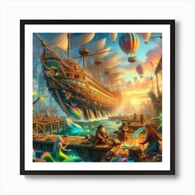 Mermaids And Pirates paintings art print Art Print