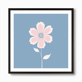 A White And Pink Flower In Minimalist Style Square Composition 156 Art Print