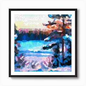 Snowy winter forest N3 Art Print