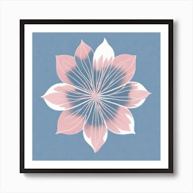 A White And Pink Flower In Minimalist Style Square Composition 697 Art Print