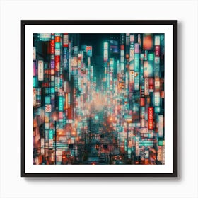 Asian City At Night Art Print