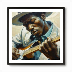 Blues Man with guitar Poster