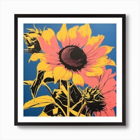 Sunflower 2 Pop Art Illustration Square Art Print