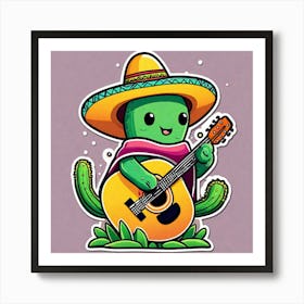 Cactus Playing Guitar 22 Art Print
