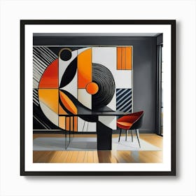 Original Abstract Painting On Canvas Dramatic Wall Art Black Mid Century Modern 2 Art Print