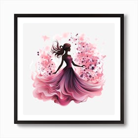 Pink Flower Girl Art Print