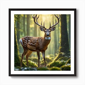 Deer In The Forest 91 Art Print