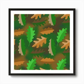 Leaves Foliage Pattern Oak Autumn Art Print