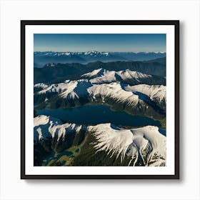 Aerial View Of Snow Capped Mountains Art Print