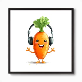 Carrot With Headphones Art Print