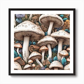 Mushroom Pattern Art Print