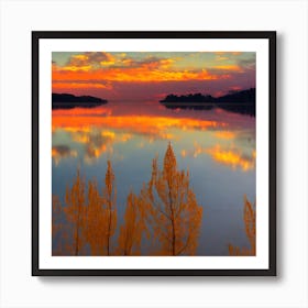 Sunset Over Lake 1 Art Print