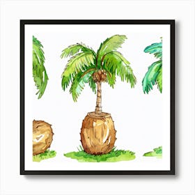 Watercolor Palm Trees 2 Art Print