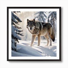 Wolf In The Snow 1 Art Print