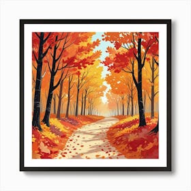 Whimsical Fall In Forest Road Art Print (2) Art Print