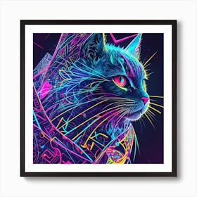 Neon Cat Art Print