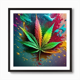 Colorful Marijuana Leaf 1 Art Print