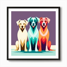 Three Dogs, three idiots, colorful dog illustration, dog portrait, animal illustration, digital art, pet art, dog artwork, dog drawing, dog painting, dog wallpaper, dog background, dog lover gift, dog décor, dog poster, dog print, pet, dog, vector art, dog art Art Print